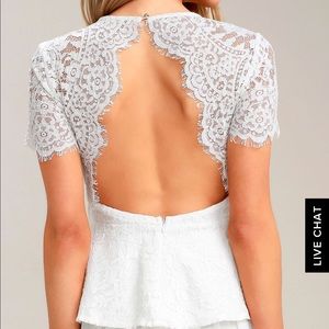 Lulus white lace peplum top